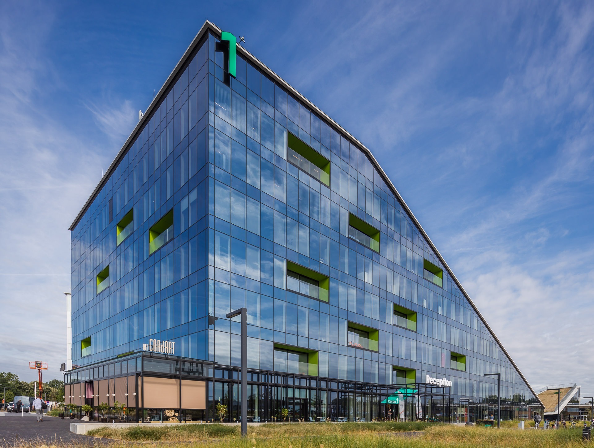 Corda 1, the glass landmark building on Corda Campus