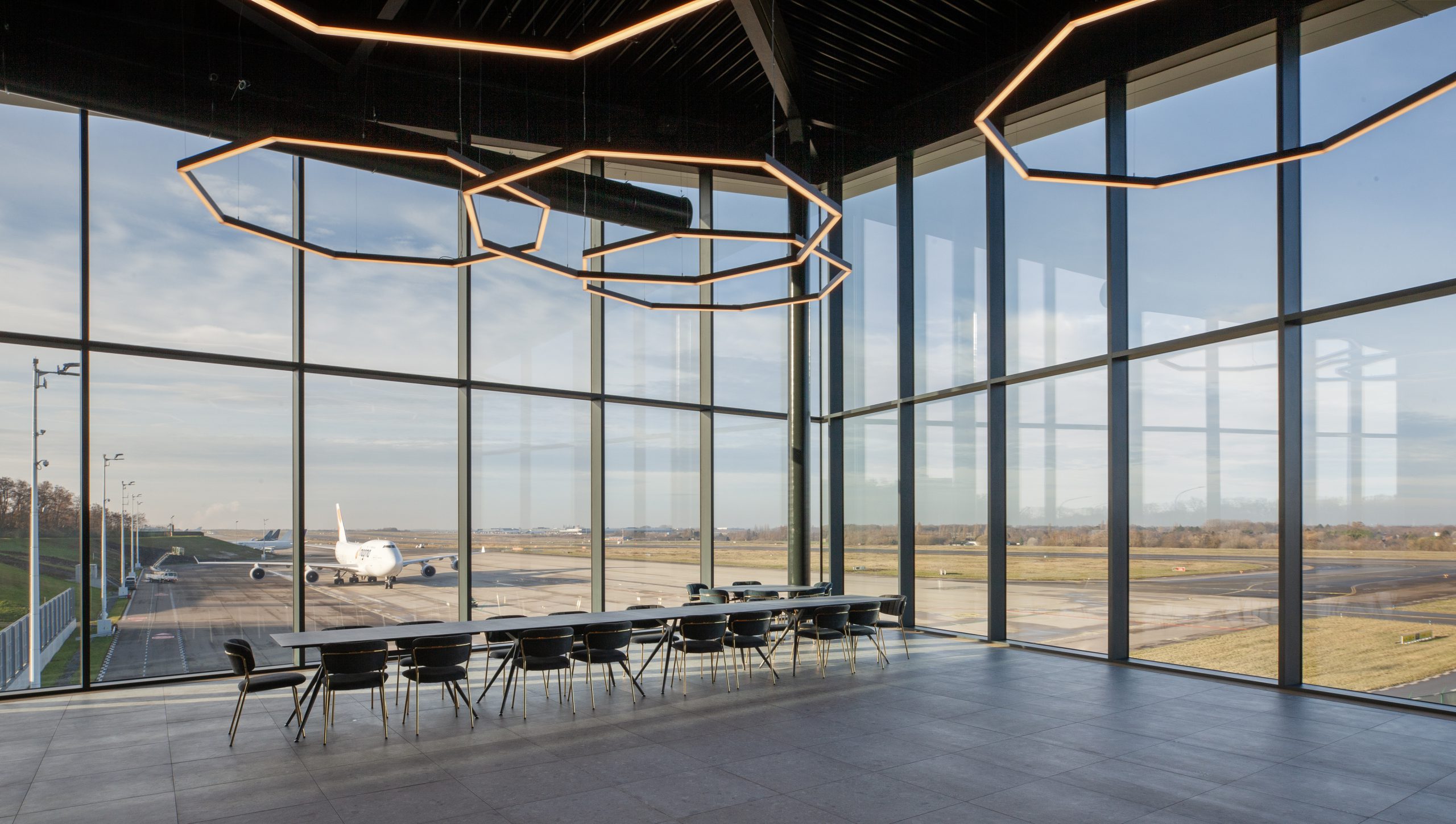 Terminal lounge overlooking the tarmac at ASL Group's General Aviation Terminal
